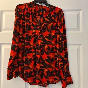 Ann Taylor Vibrant Red and Black Blouse